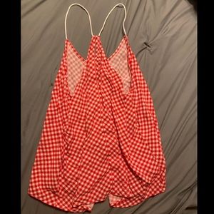 Red and White Plaid Tank Top